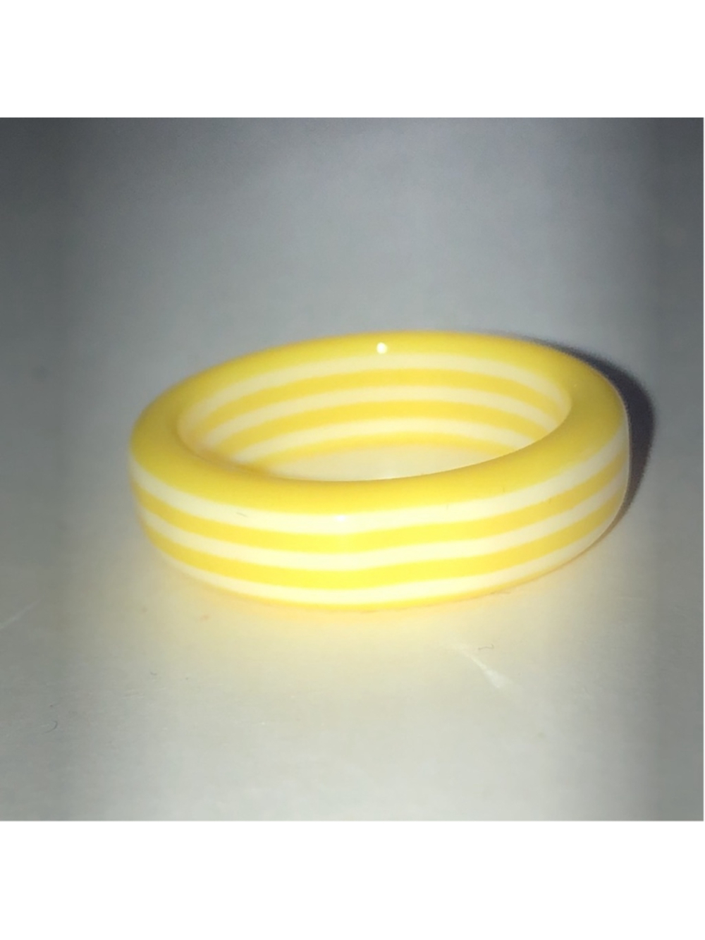 Size 6.5 Yellow White Striped Boho Ring